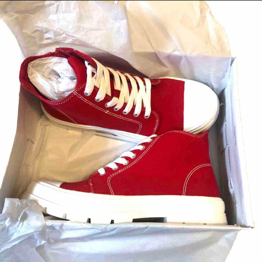 Soda lug sole fashion canvas ankle high top sneakers shoes Cherry Red Size 9